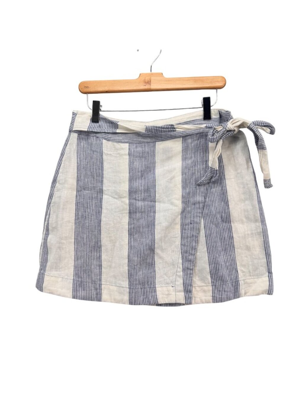Striped Blue and White Wrap Mini Skirt